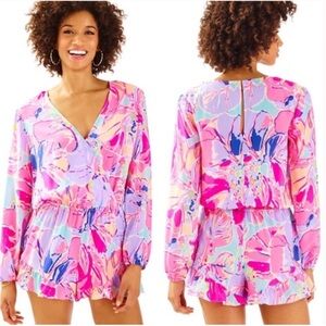 Lilly Pulitzer Fanning Pink and Blue Floral Romper